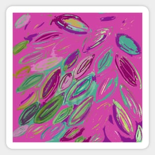 Watercolor Leaves in Pink Magenta Purple Teal Blue Green Sticker